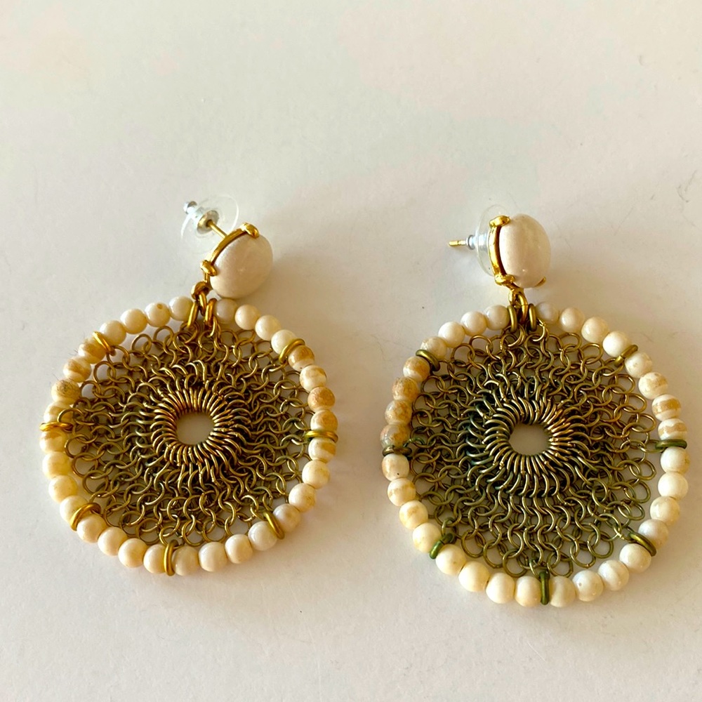 Vintage signed Babylone Paris pierced dangle earrings